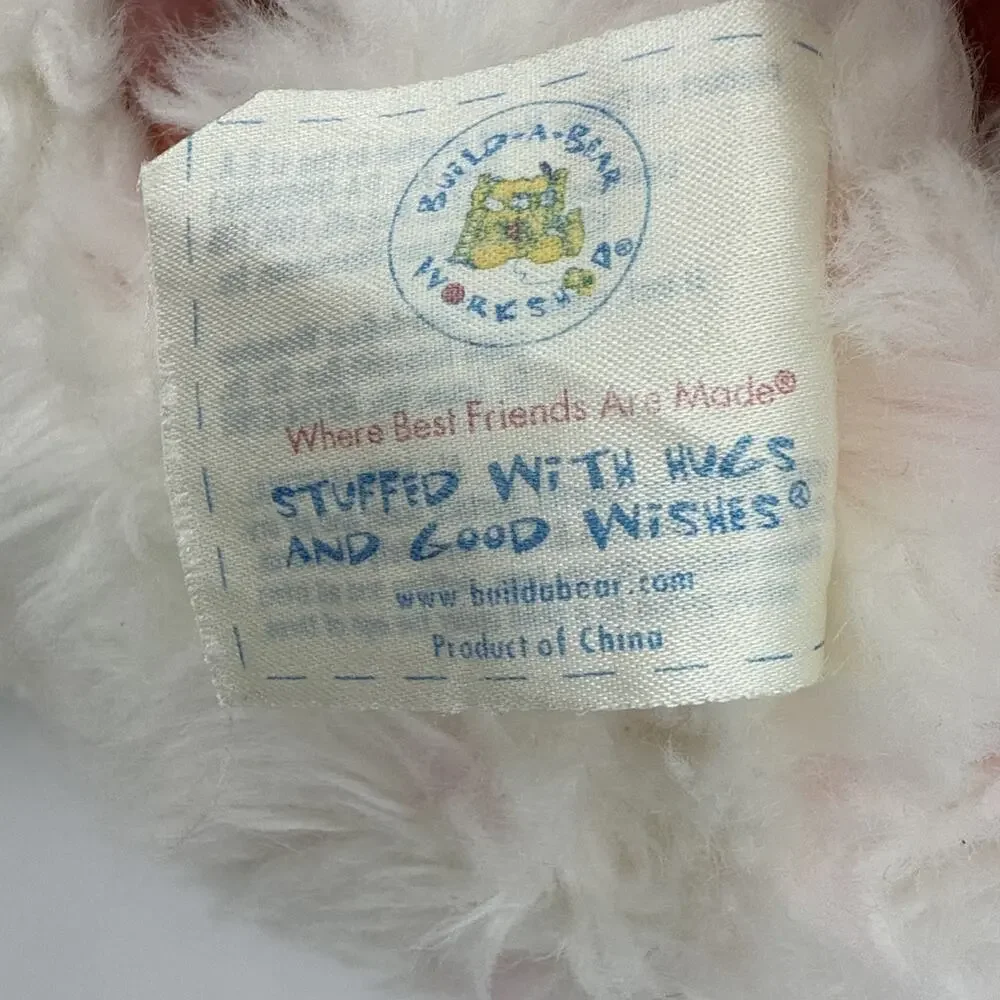 Build A Bear Pink And White Swirl Teddy Bear With Jean Shorts & White Shirt 14”